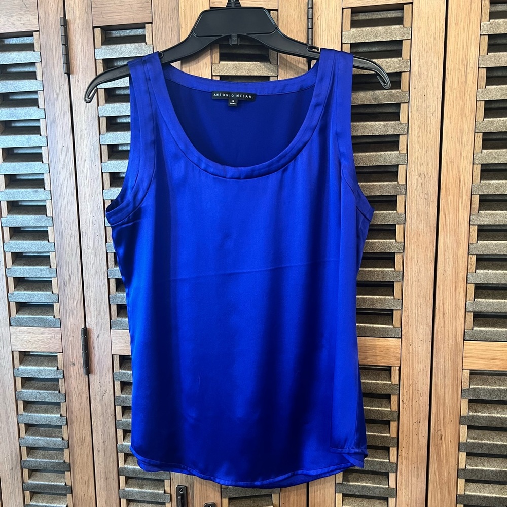 Antonio Melani Dark Purple/Blue Silk Sleeveless Shell